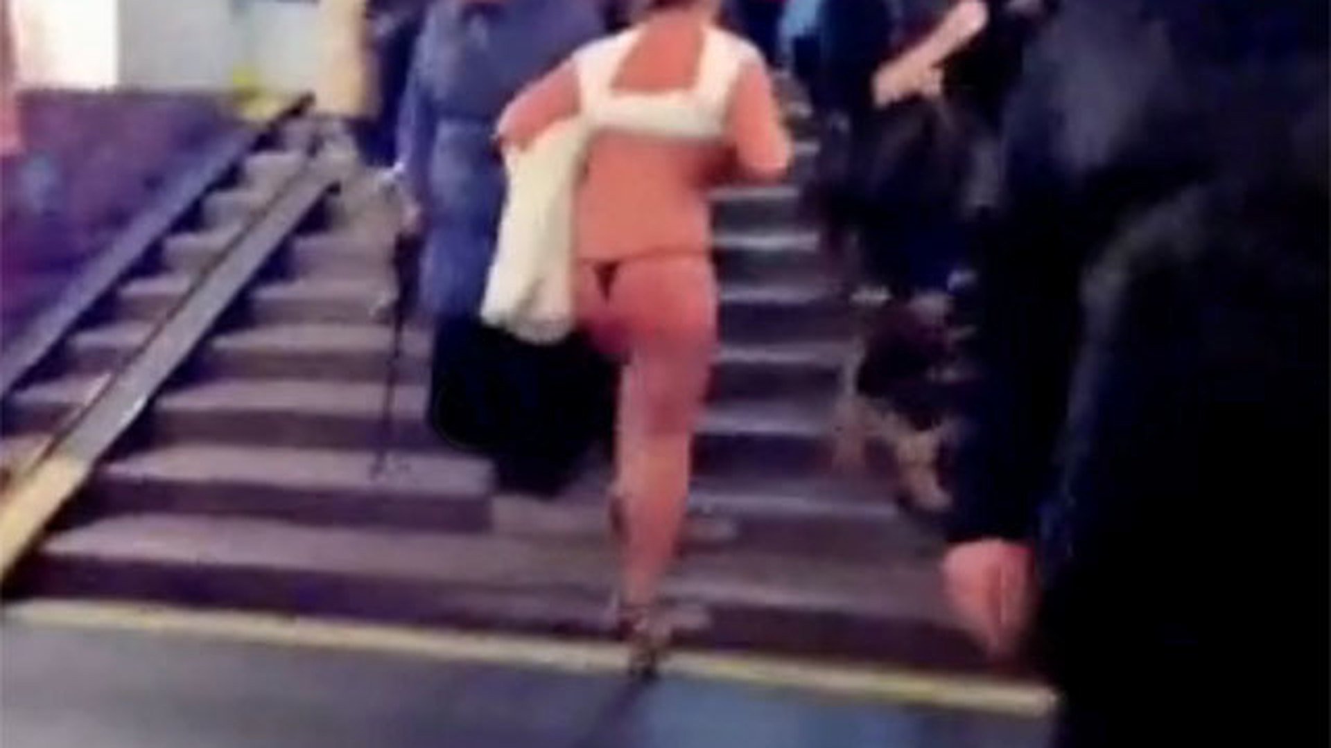 Женщина разделась в Московском метро