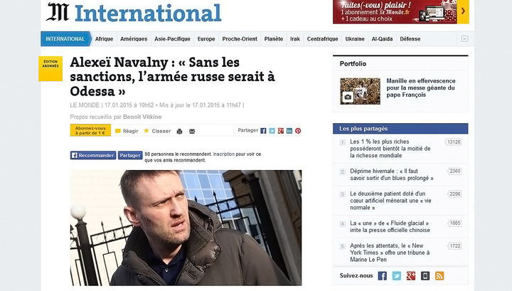 Интервью толстого французскому журналисту с переводом. Навальный и санкции на Россию. Французский журналист le monde.