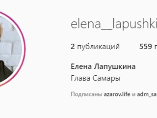 Мэр Самары Елена Лапушкина завела официальный Instagram-аккаунт
