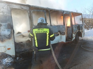 Во Владимирской области сгорел пассажирский автобус