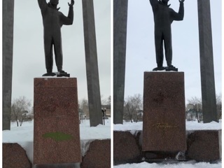 Полиция Оренбурга ищет вандалов, испачкавших краской памятник Юрию Гагарину