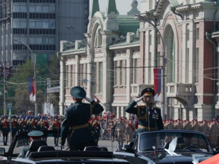 Военный парад, посвященный 76-й годовщине Победы в Великой Отечественной войне 1941-1945 годов. Новосибирск. Парад Победы