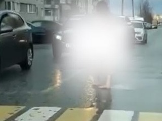 В Казани на видео попала гуляющая по дороге 