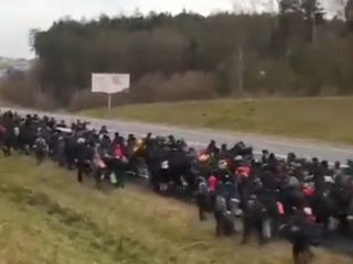 Сотни мигрантов пешком идут из Белоруссии в Польшу