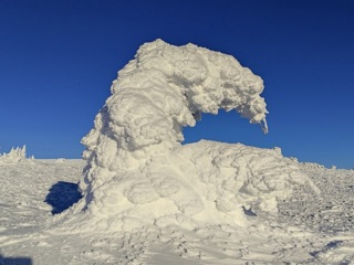В Челябинской области туристы запечатлели снежные фигуры на вершине горы