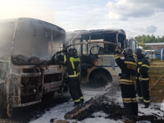 Несколько автобусов загорелись на стоянке в Выксе