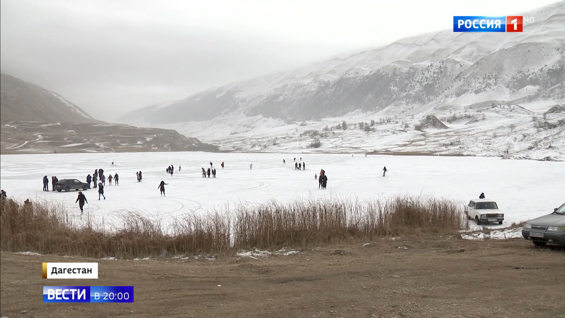Мочохское озеро в Дагестане зимой