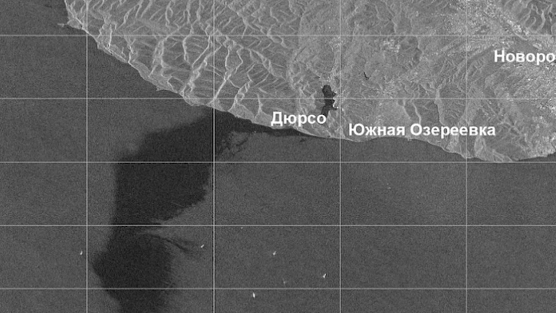 Снимок со спутника разлива нефти в Новороссийске