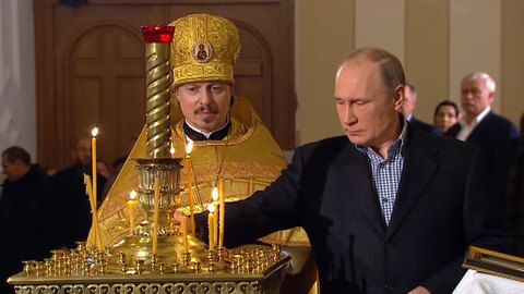 Владимир Путин посетил рождественскую службу в Симеоновской церкви в Петербурге