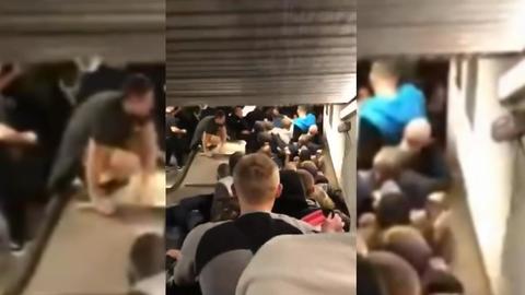 Пострадавший болельщик ЦСКА снял давку на злополучном эскалаторе в римском метро