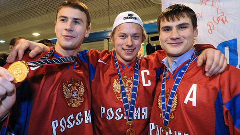 Прилет молодежной сборной России по хоккею в Москву