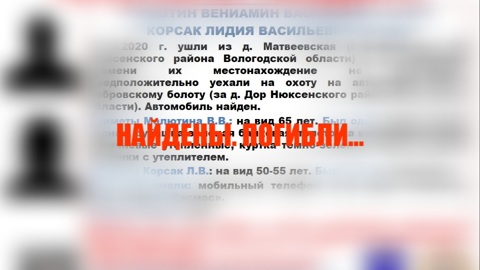Пропавших под Нюксеницей охотников нашли мертвыми