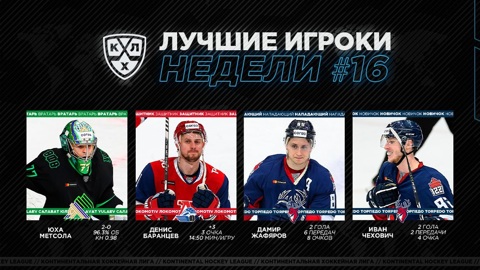КХЛ назвала лучших игроков прошедшей недели