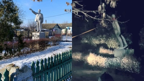 На Украине снесли последний памятник Ленину