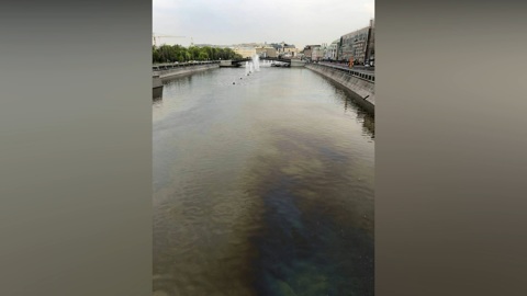 Масляное пятно обнаружили на Москве-реке в районе парка Горького