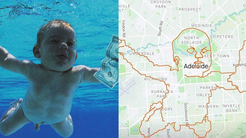 Велосипедист нарисовал знаменитую обложку альбома Nirvana при помощи GPS