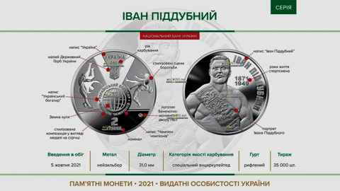 "Украинский богатырь": в Киеве выпустили монету в честь Ивана Поддубного