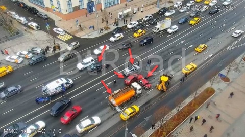 Садовое кольцо частично перекрыто из-за массового ДТП