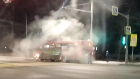 Автобус загорелся в Ярославле