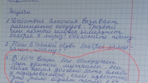 Школьникам из Тобольска задали задачу о скорости остывания трупа