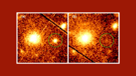 Рентгеновская двойная система M51-ULS-1 до (a) и во время (b) астрономического транзита.