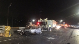 В Подмосковье на ЦКАД сгорели два автомобиля