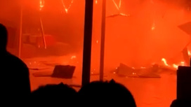 Начало пожара в костромском "Полигоне" попало на видео