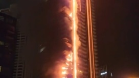 Очевидцы поделились кадрами горящего небоскреба в Дубае