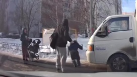 Москвич забросил маленького сына в сугроб после падения на дороге
