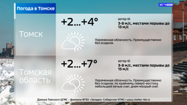 До 7 градусов тепла ожидается в Томской области во вторник
