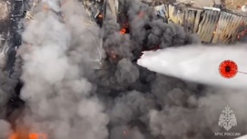 Вертолетчики сняли на видео тушение масштабного пожара в Дзержинске