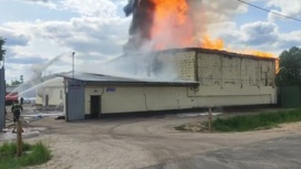 Масштабный пожар на складе в Подмосковье сняли на видео
