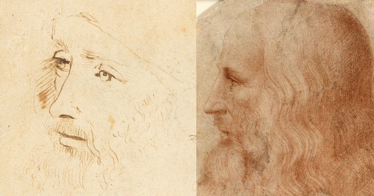 Справа – портрет Леонардо да Винчи работы Франческо Мельци. Изображение: Royal Collection Trust
