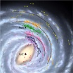Изображение Галактики вместе с мазерами, наблюдавшимися в рамках проекта VERA.