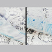 Количество талой ледниковой воды, показана синим, в Антарктиде в январе 2018 года (слева) и в январе 2020 года (справа).