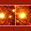 Рентгеновская двойная система M51-ULS-1 до (a) и во время (b) астрономического транзита.