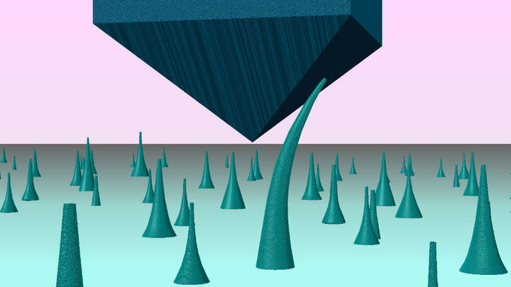 С помощью тонкого зонда учёные деформировали алмазные иглы и измеряли их упругость.