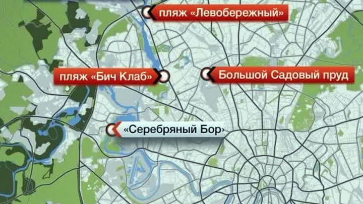 Карта где можно купаться в москве