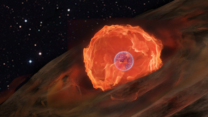 Пылающий драгоценный камень: астрономы увидели начало взрыва новой звезды