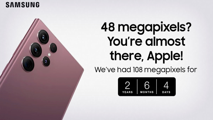 Samsung высмеяла дефицит мегапикселей у iPhone 14 Pro