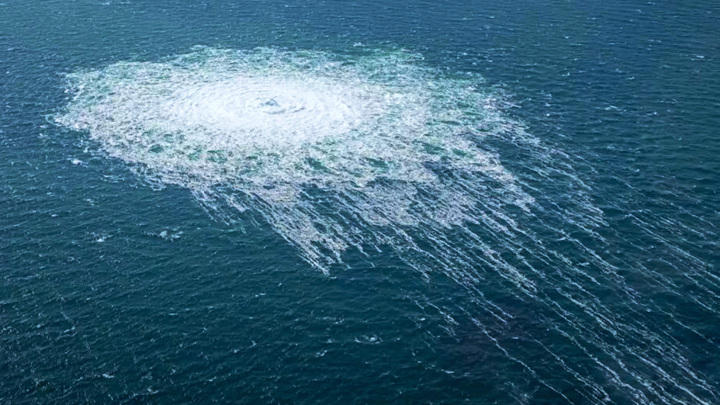 Место утечки метана на газопроводе "Северный поток – 2".