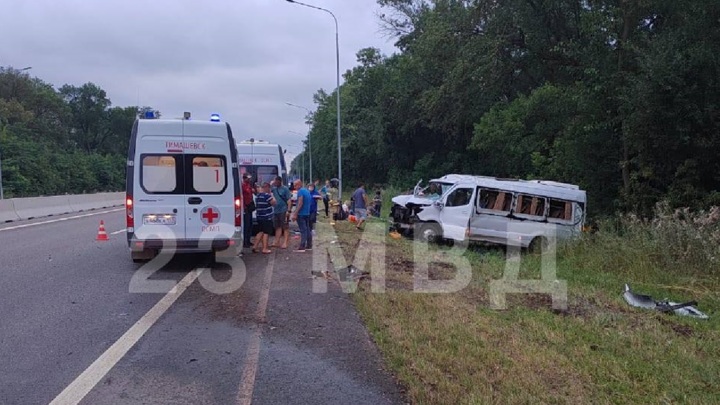 На Кубани микроавтобус протаранил столб, есть пострадавшие